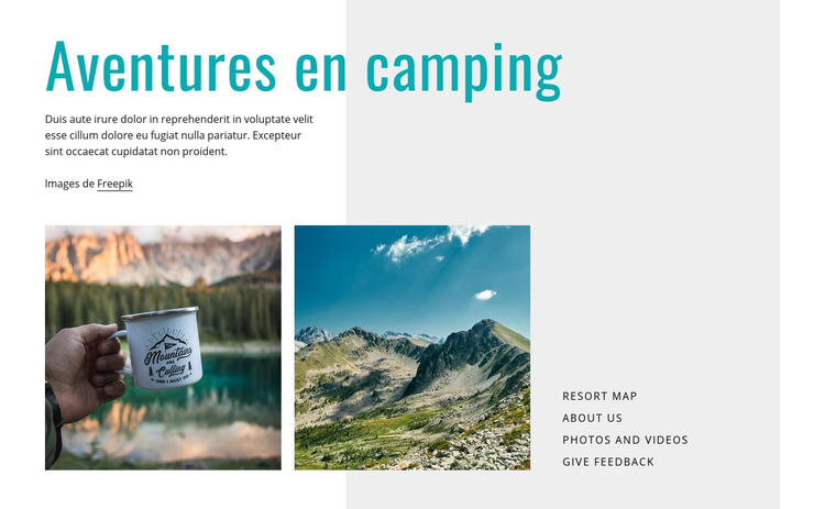Aventures en camping Modèle HTML