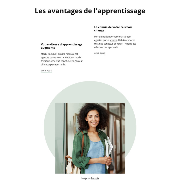 Avantages de l'apprentissage Modèle de site Web