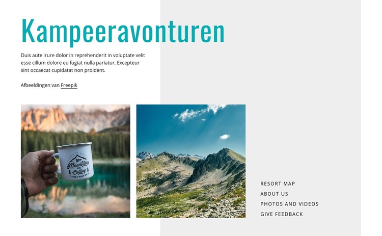 Camping avonturen Website mockup