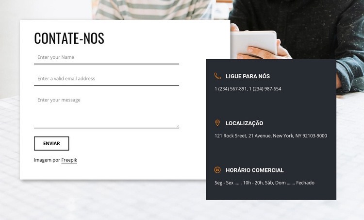 Melhor bloco entre em contato conosco Design do site