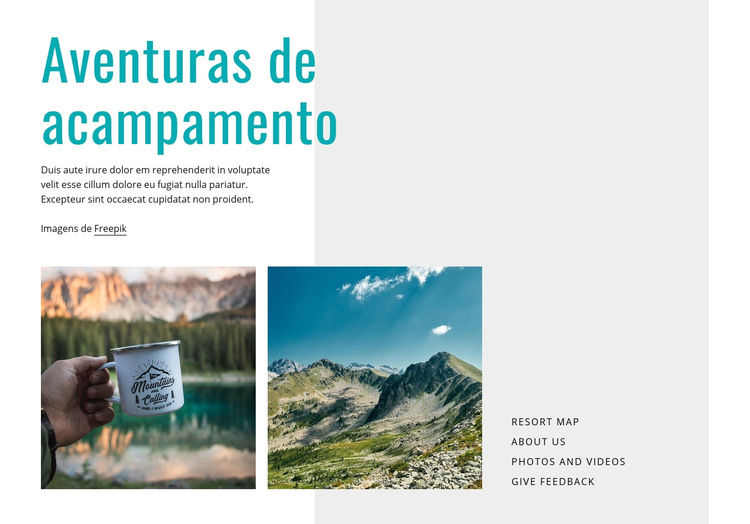 Aventuras de acampamento Modelo de site