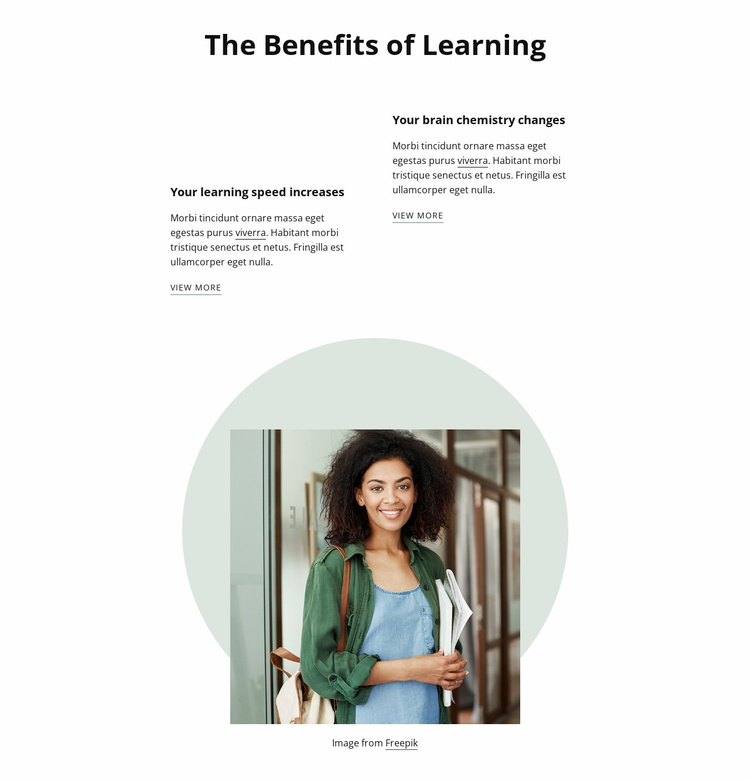 Behefits of learning Landing Page