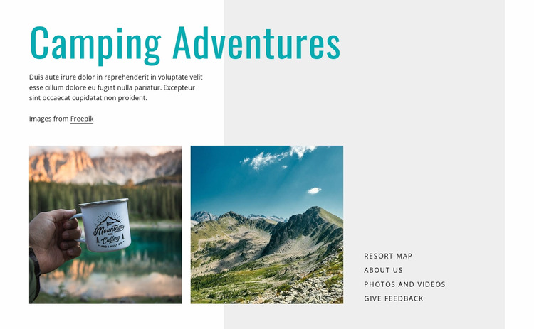 Camping adventures WordPress Website Builder