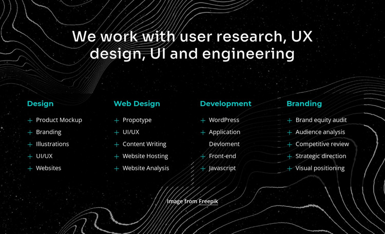 We work with user research Html Website Builder