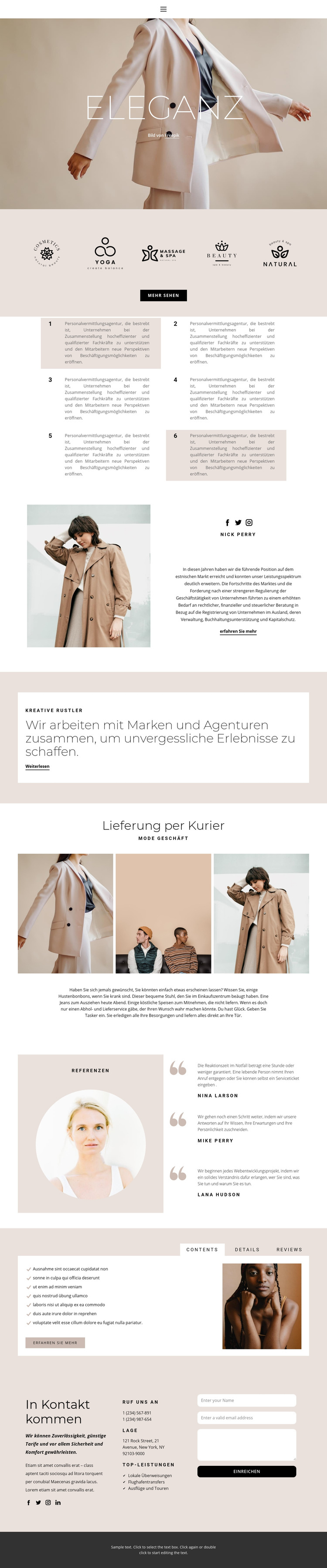 Eleganz in der Mode Website-Vorlage