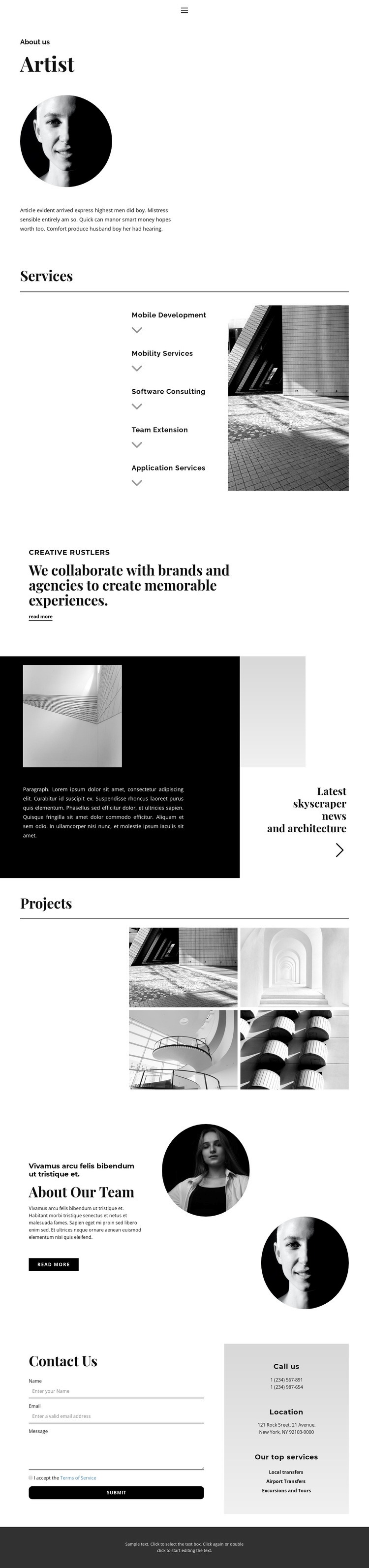 About collaborations Homepage Design