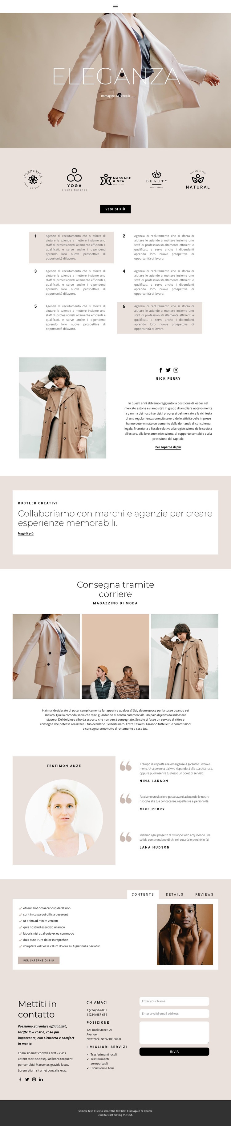 L'eleganza nella moda Costruttore di siti web HTML