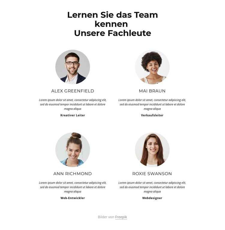 Lernen Sie das Kreativteam kennen CSS-Vorlage