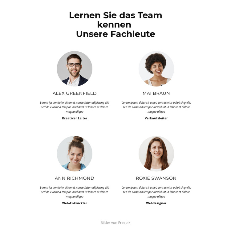 Lernen Sie das Kreativteam kennen Website-Vorlage