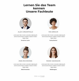 Lernen Sie Das Kreativteam Kennen - Großartige Zielseite