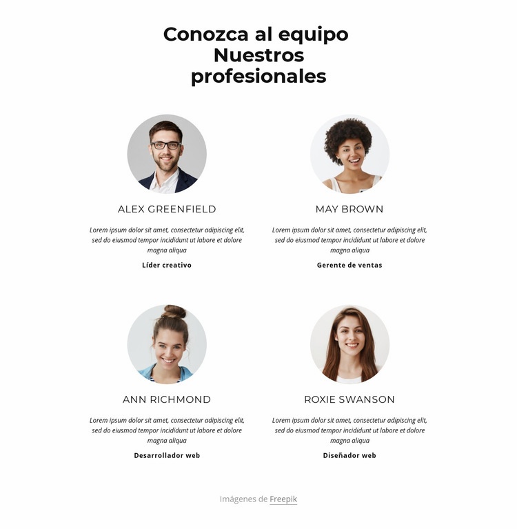 Conoce al equipo creativo Página de destino