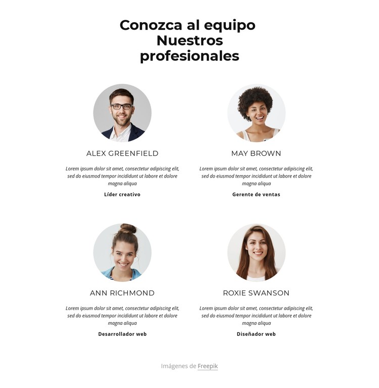 Conoce al equipo creativo Plantilla CSS