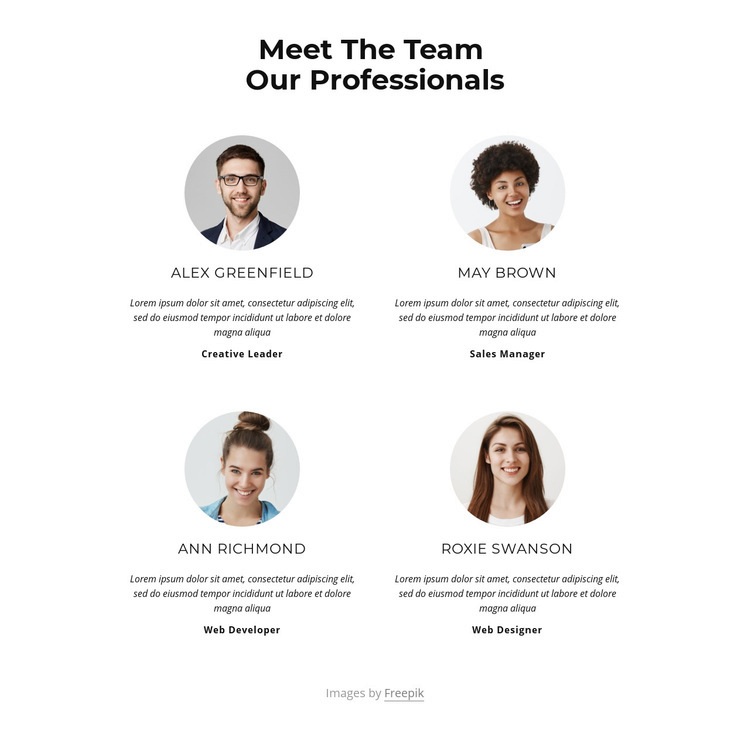 Meet the creative team Squarespace Template Alternative