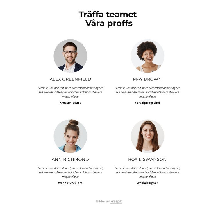 Möt det kreativa teamet HTML-mall