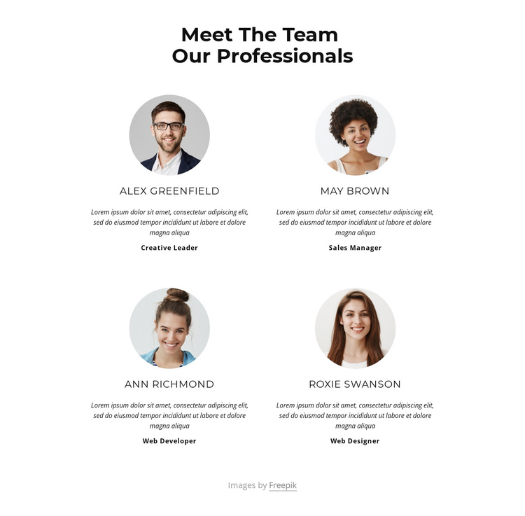 Meet the creative team Website Builder Software