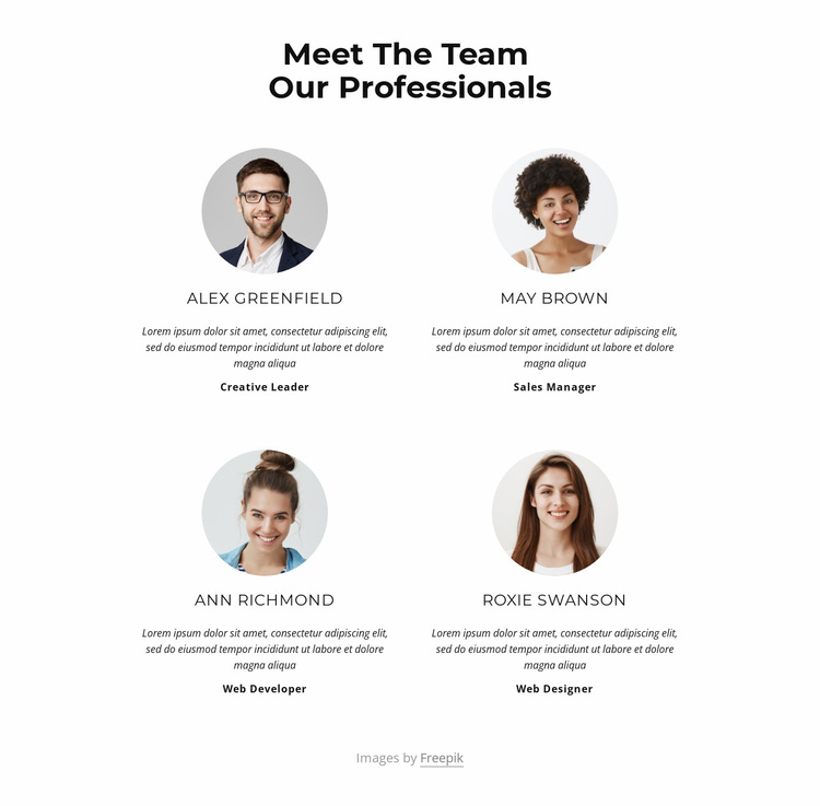 Meet the creative team Website Design