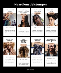 Dreadlock-Dienste - Responsive HTML-Vorlage