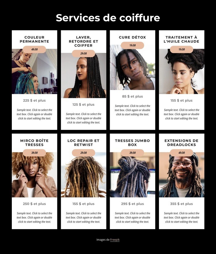 Services de dreadlocks Modèles de constructeur de sites Web