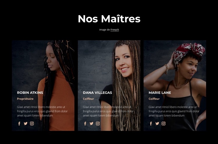 Maîtres de salon de beauté Modèles de constructeur de sites Web