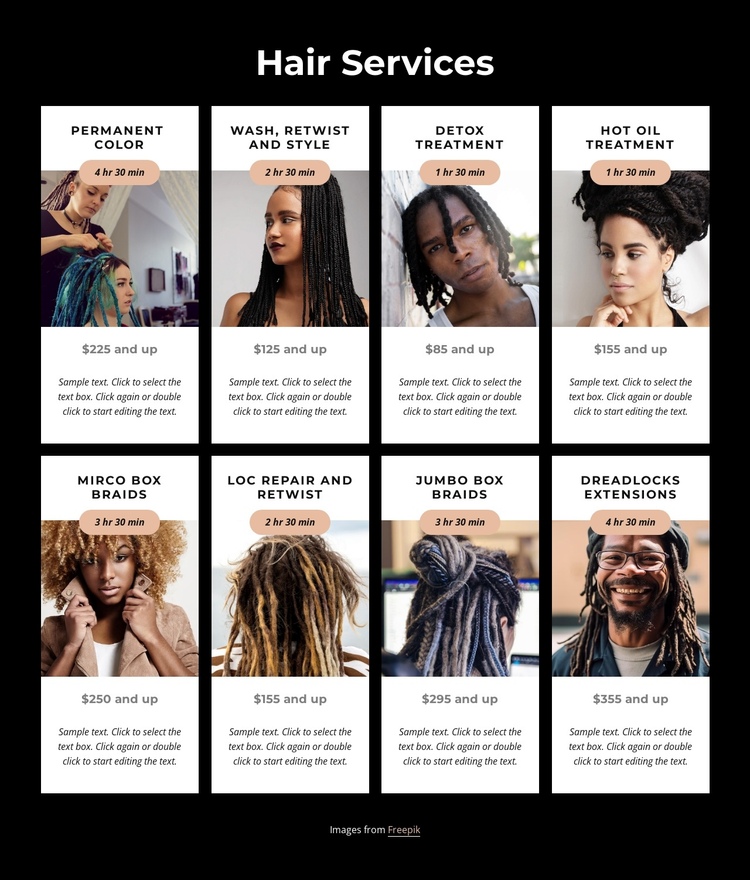 Dreadlock services One Page Template