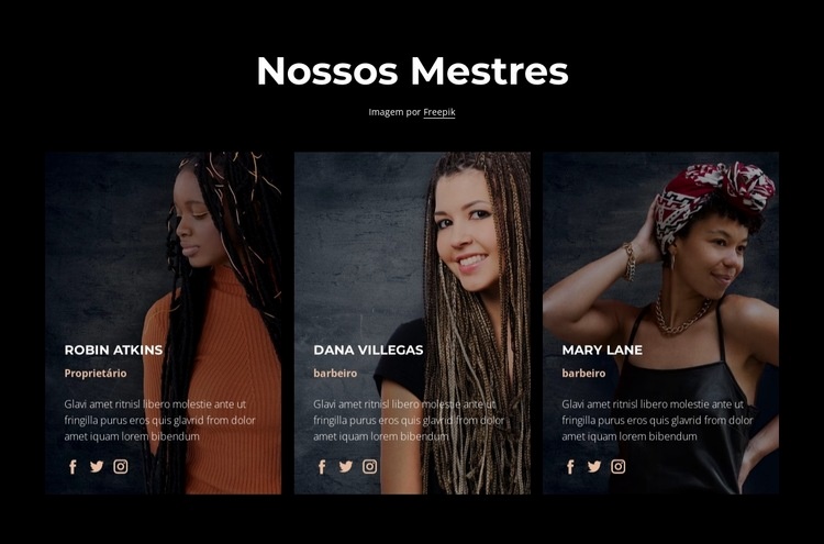 Mestres de salão de beleza Design do site