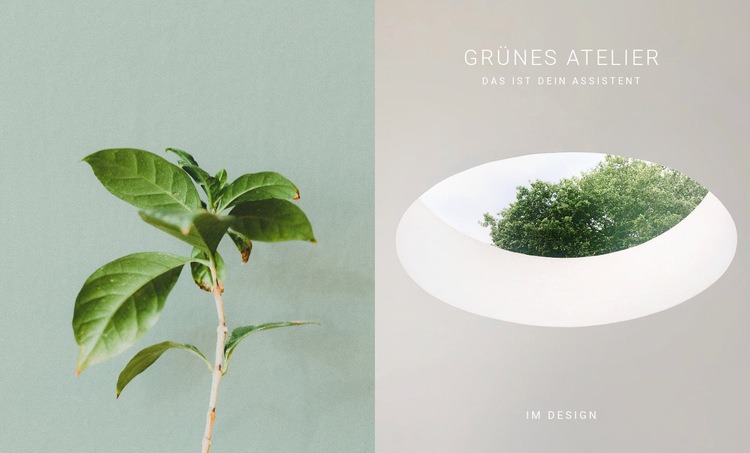 Öko-grünes Atelier Landing Page