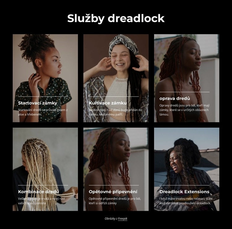 Služby salonu Dreadlock Webový design