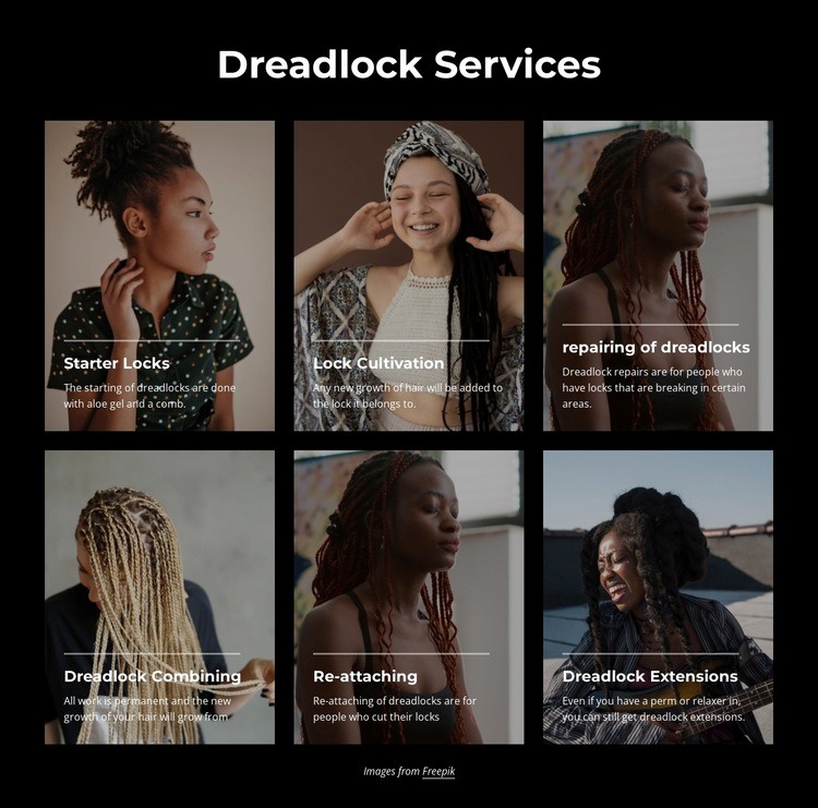 Dreadlock salon services Homepage Design
