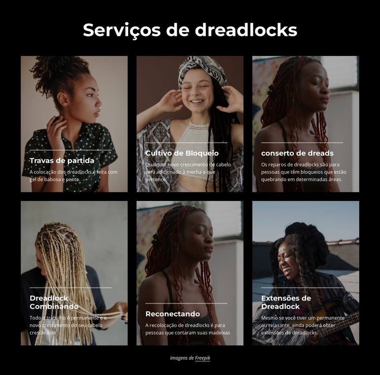 Serviços de salão de dreadlocks Design do site