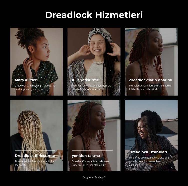 Dreadlock salonu hizmetleri Web sitesi tasarımı