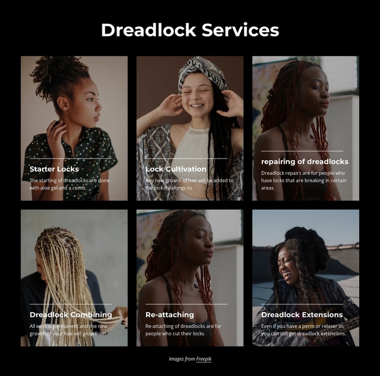Dreadlock salon services Website Builder Templates