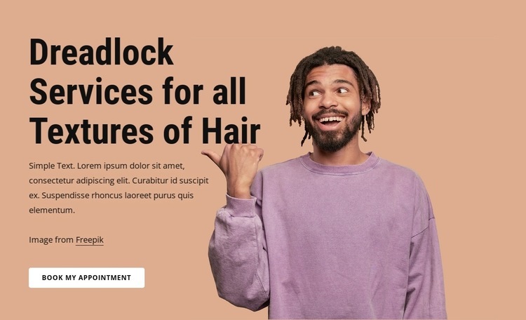 Dreadlock services for all textures of hair Homepage Design