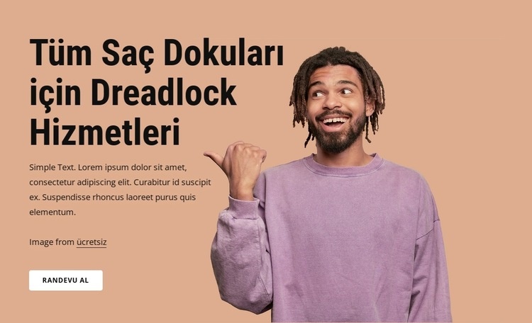 Tüm saç dokuları için Dreadlock hizmetleri Açılış sayfası