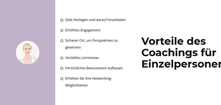 Liste unserer Vorteile Website-Modell