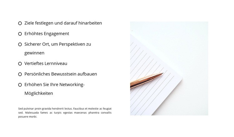 Eine wohlgeformte Liste Landing Page