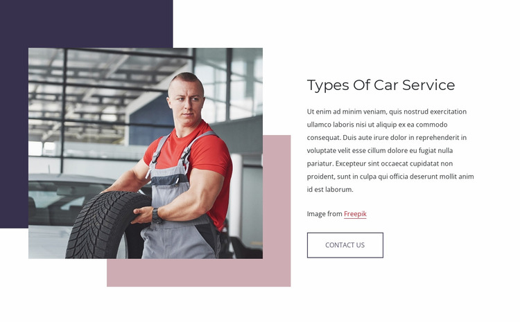 Types of car services Website Mockup
