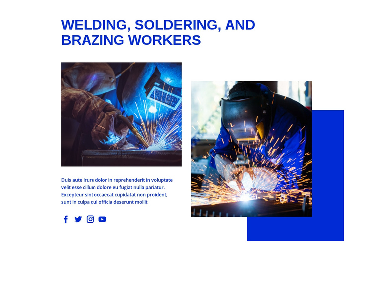 Welding, soldering and brazing, workers One Page Template
