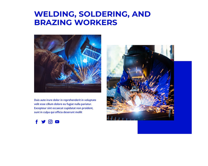 Welding, soldering and brazing, workers Squarespace Template Alternative