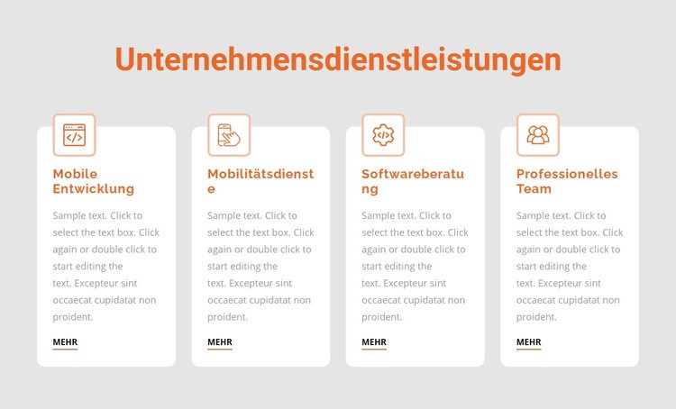 Unternehmensdienstleistungen Landing Page