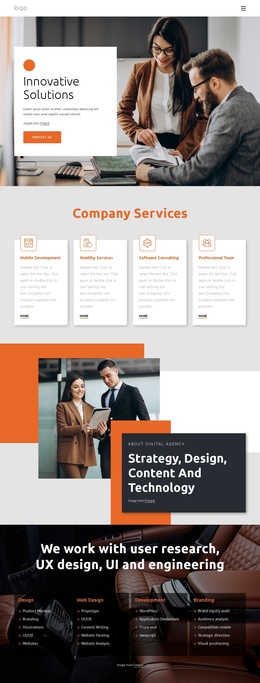 Innovative solutions and support - One Page Template by Nicepage