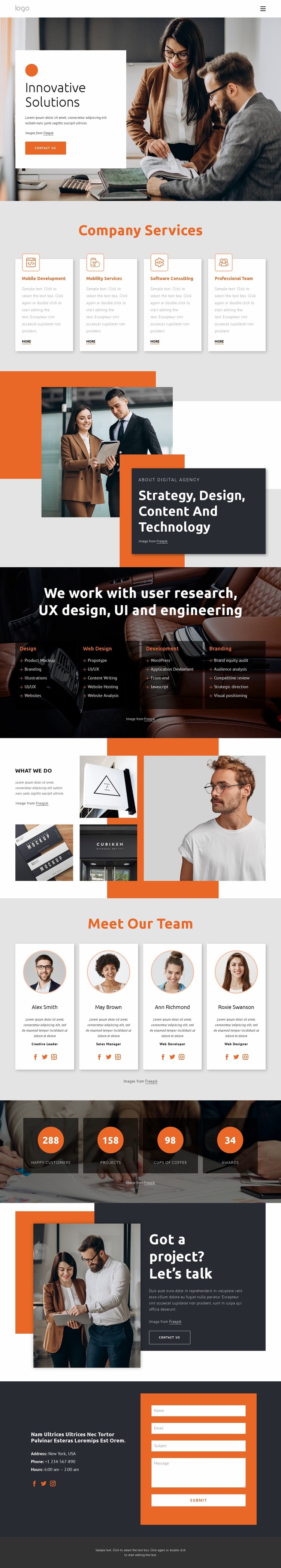 Innovative solutions and support Website Mockup