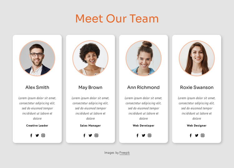 Meet our big team One Page Template