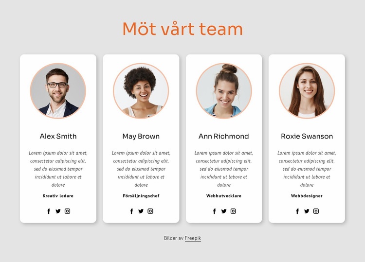 Möt vårt stora team CSS -mall
