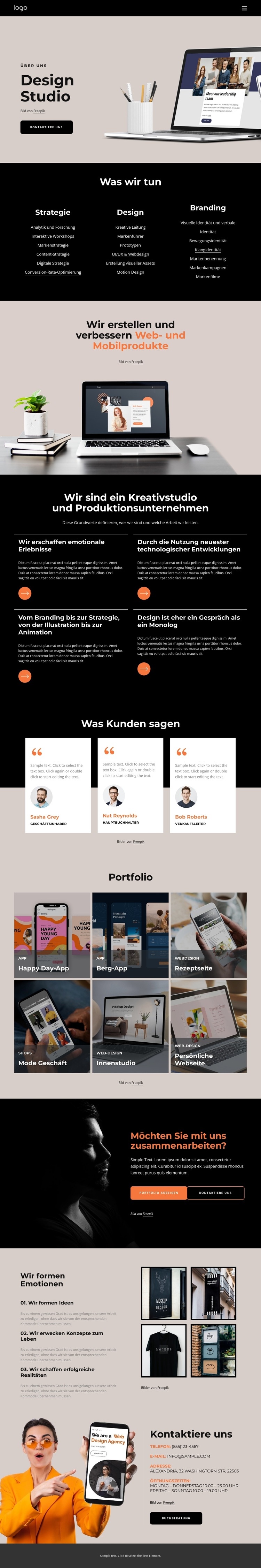 Wir sind ein kreatives Unternehmen Landing Page