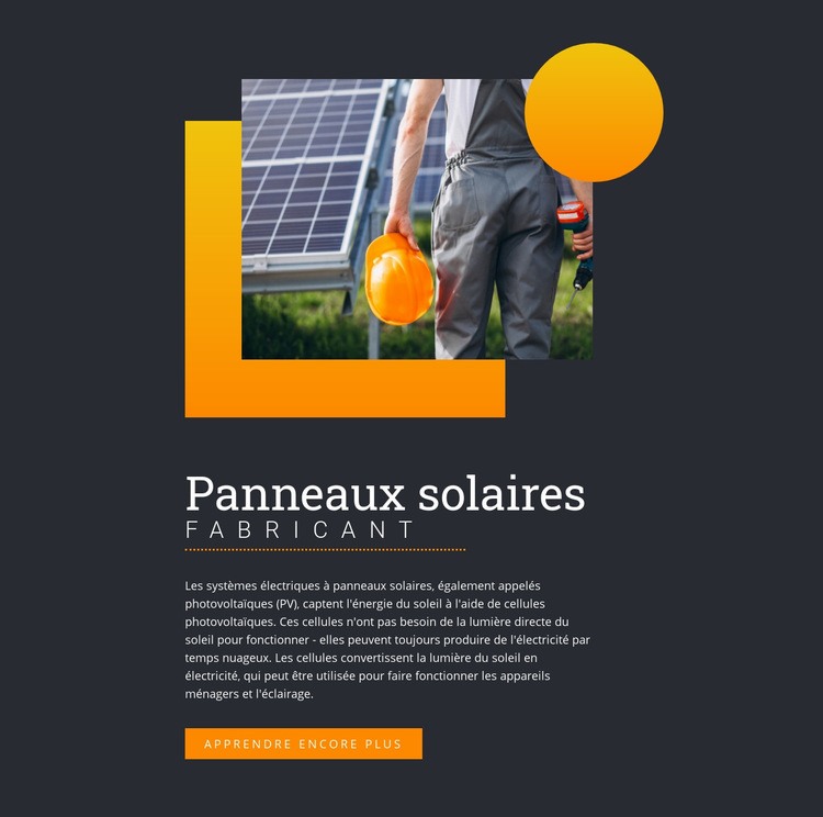 Fabricant de panneaux solaires Modèle HTML