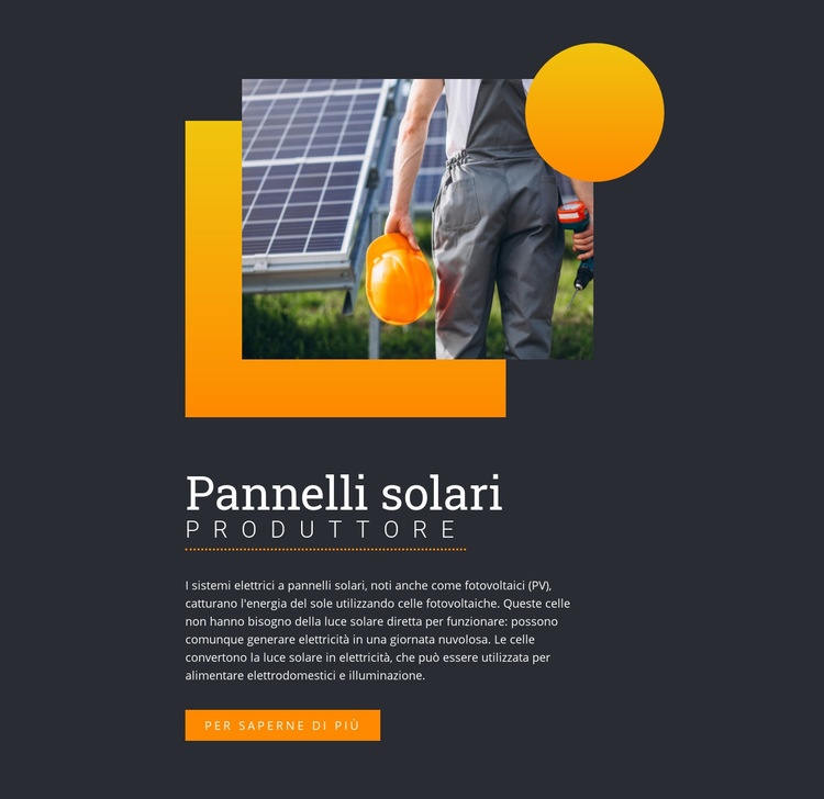 Produttore di pannelli solari Mockup del sito web