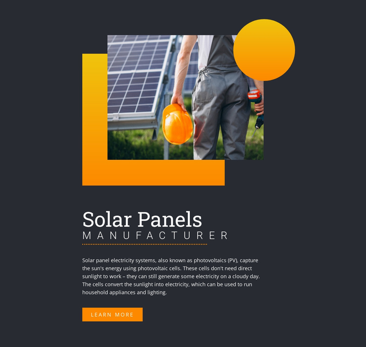 Solar panels manufacturer One Page Template