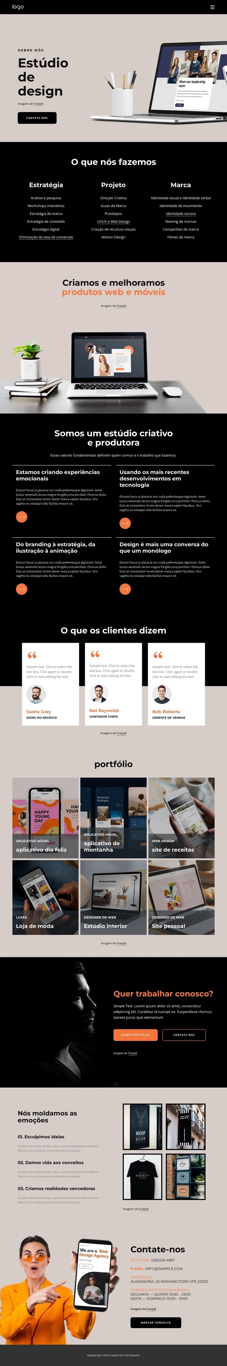 Somos uma empresa criativa Maquete do site