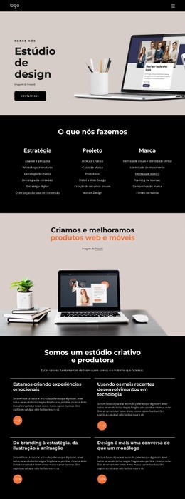 Página Inicial Do Site Para Somos Uma Empresa Criativa