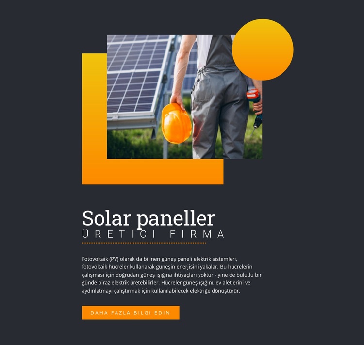 Güneş panelleri üreticisi Bir Sayfa Şablonu
